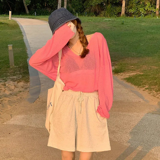 V-neck Sunscreen Boho Tunic