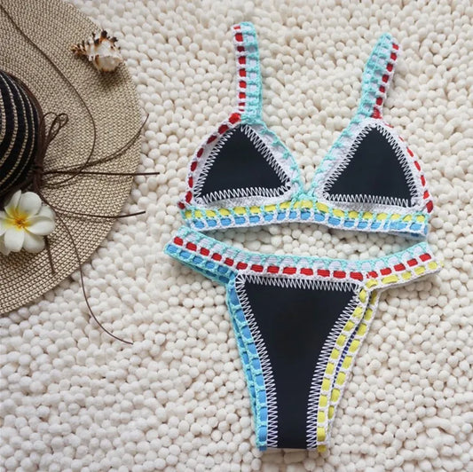 Boho High-Waist Bikini – Tropical Bloom – Sunset Muse