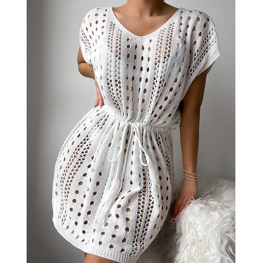 V-Neck Drawstring Boho Tunic