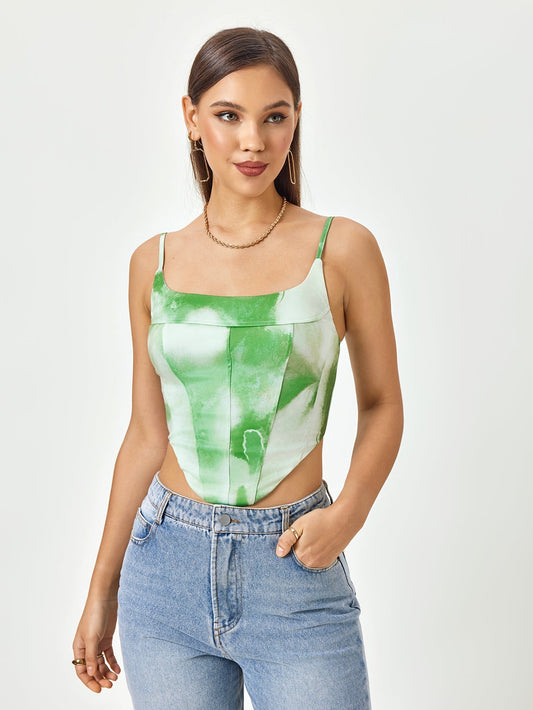Tie Dye Backless Zipper Top