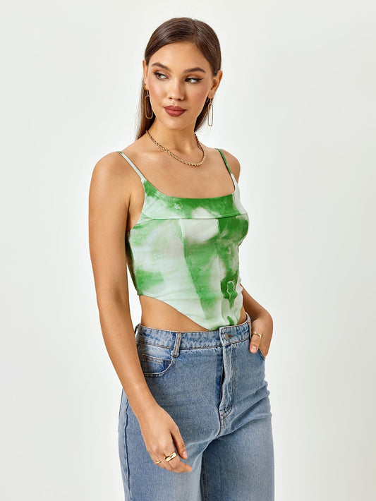 Tie Dye Backless Zipper Top