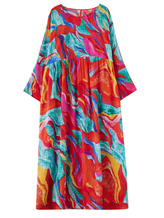 Breezy Bliss Summer Colorful Smock Dress