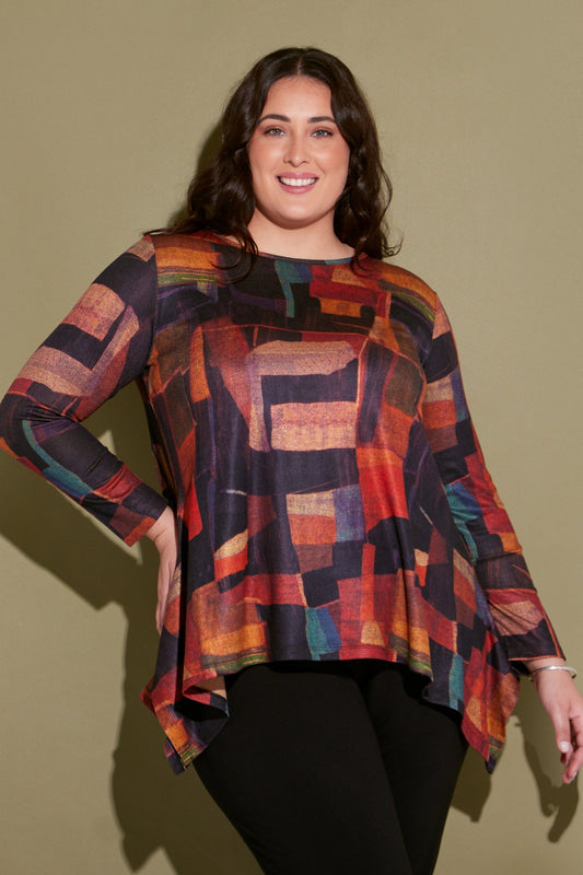 Printed Andrea Top - Russet Patchwork