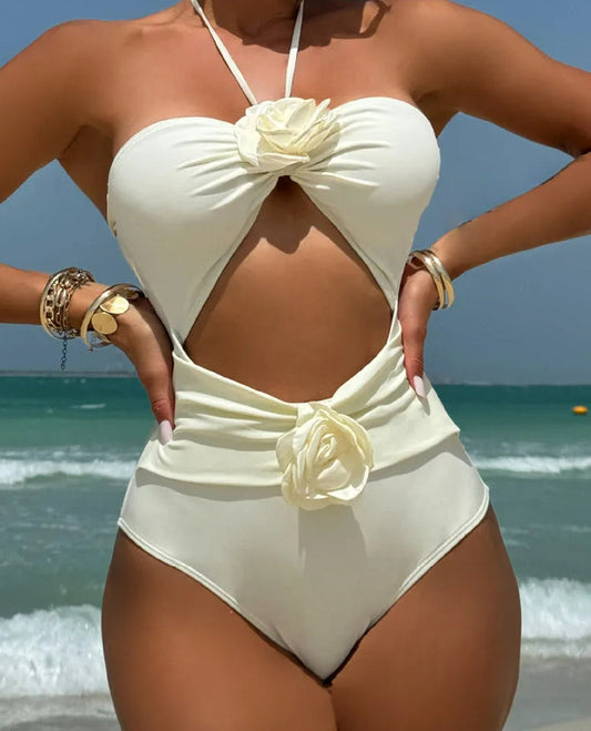 Solid Halter Mesh Overlay – Azure Tide