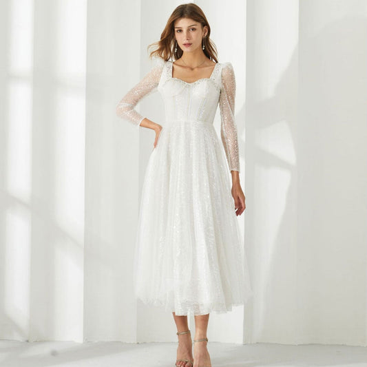 Fairy Sweetheart Neck Midi Tulle Dress