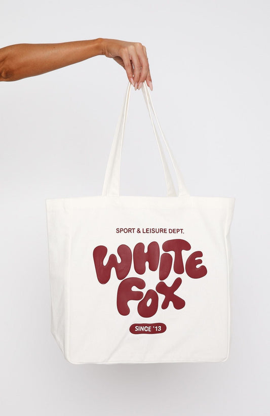 Balanced Tote Bag White/Maroon