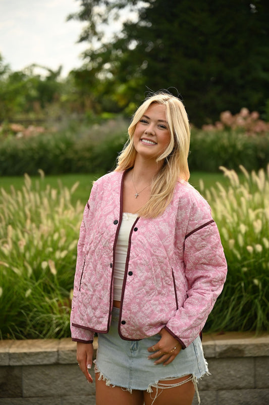Pink Paisley Quilted Jacket