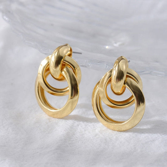 Punk Style Exaggreated Pierced Gold Semicircle Open Woman Earrings
