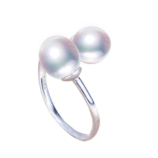 Natural Double Faced 925 Sterling Freshwater Pearl Rings