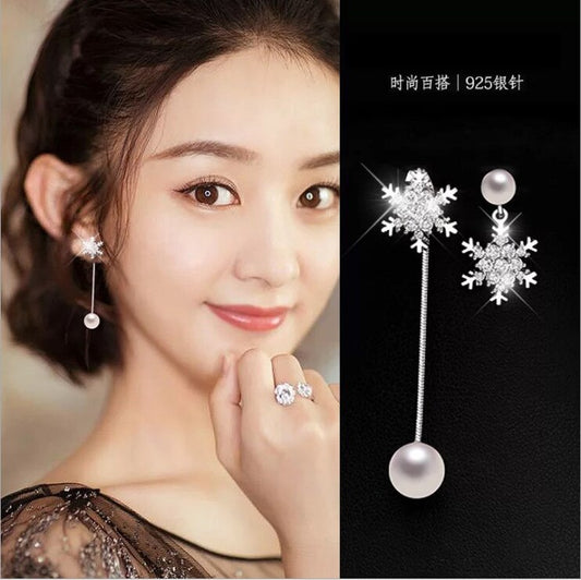 Korean Asymmetrical Star Moon Metal Drop Earrings