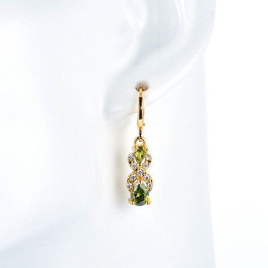 Genuine 925 Sterling with Green Peridot Elegant Gemstone Woman Drop Earrings