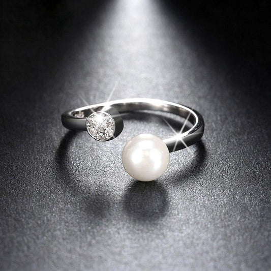 Romantic 925 Sterling Silver with Genuine Zircone Pearl