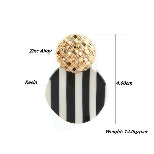 Korean Round Geometric Gold Sequin Pendant Woman Earrings