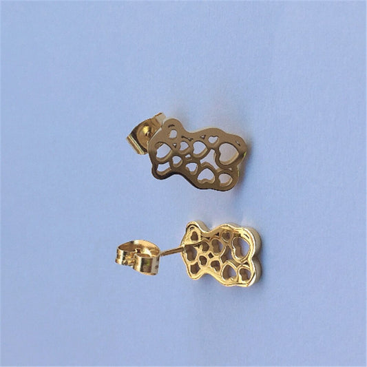 Modern Gold Bear Shape Stainless Steel Woman Earrings