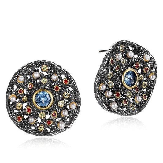 Vintage Copper Tinies Pearls Mix Zircon Women Stud Earrings