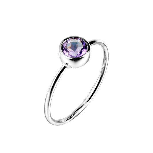 Authentic 925 Sterling Silver Ring with Natural Amethyst Gemstone Ring