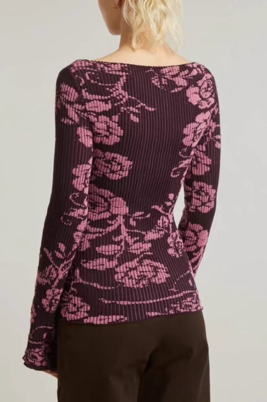 Vic Long Sleeve Rib-knit Top