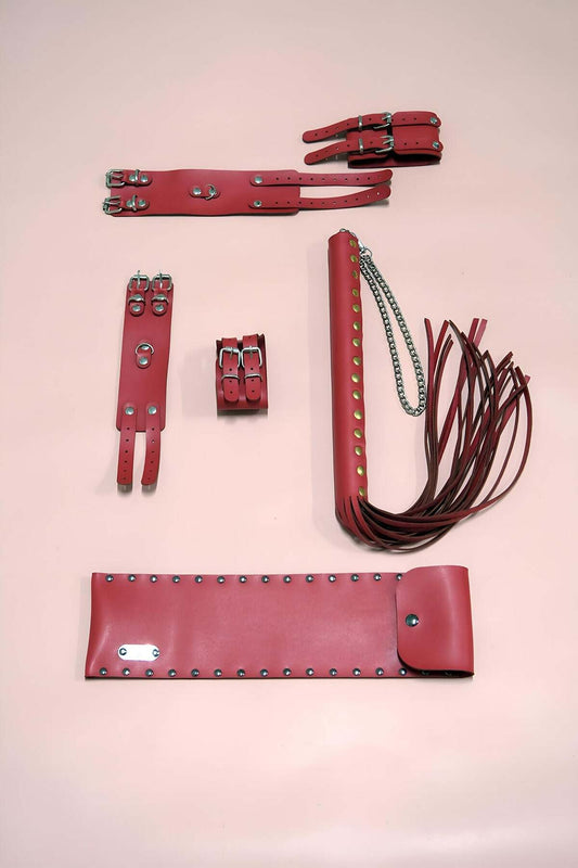 Whip Handcuff Set 3 Piece Set, Hand - Foot Handcuffs, Whip