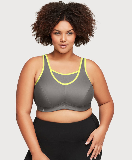 No-Bounce Camisole Sports Bra Gray/Yellow