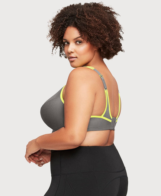 No-Bounce Camisole Sports Bra Gray/Yellow
