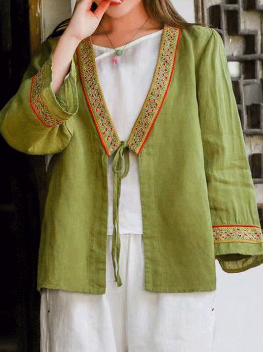 Love Yourself Embroidery lace-up Shirt Top