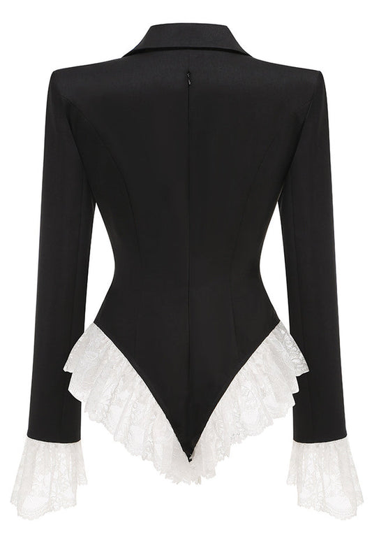 V Neck Lace Embellished Blazer