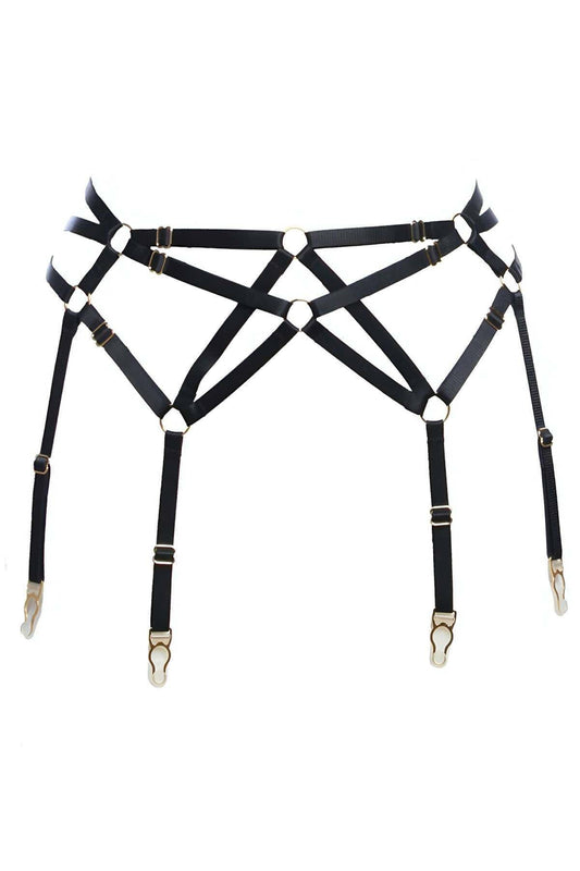Stylish Harness Garter with Cross Detail