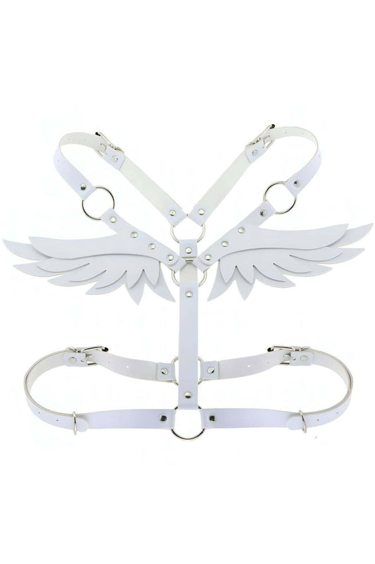 Stylish Harness with Leather and Angel Wing Detail