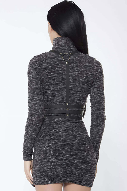 Stylish 3 Row Leather Harness on Belly