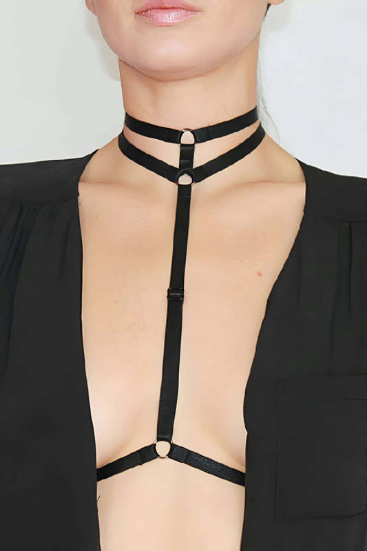 Stylish Double Row Elastic Harness on Neck