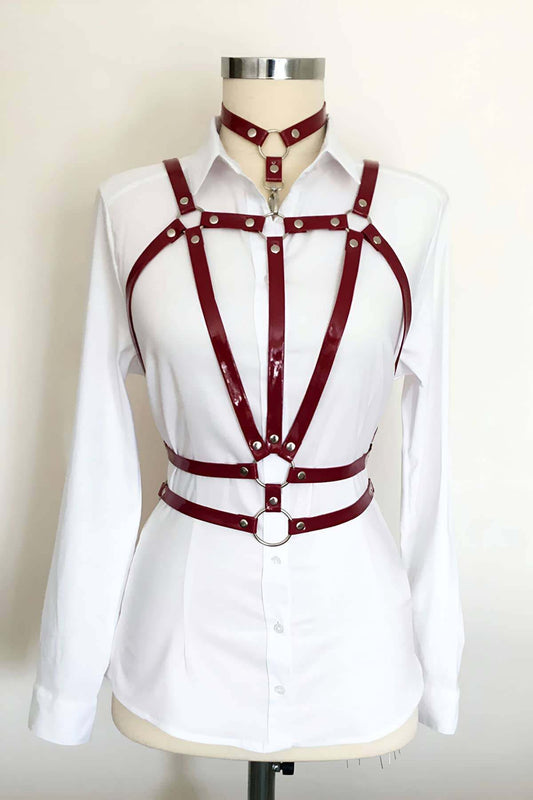 Neck Tied Double Row Triangle Leather Harness