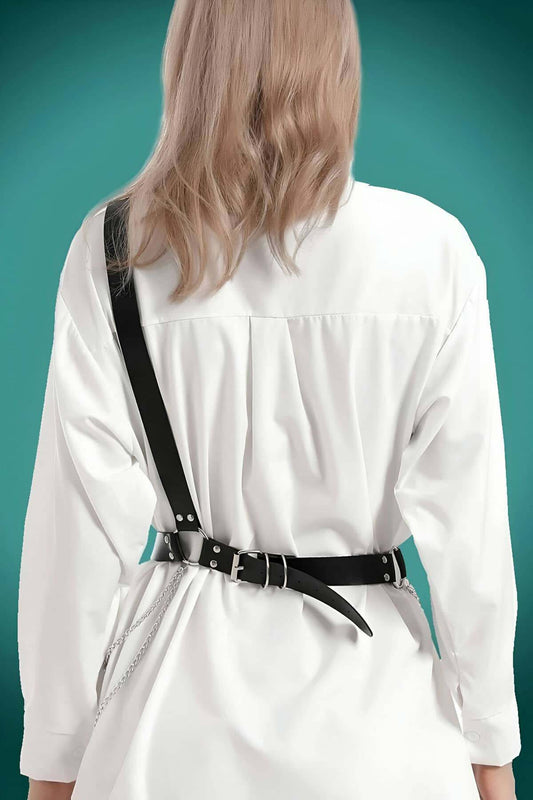 Dress - Stylish Leather Belt on Shirt