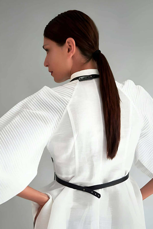 Leather Accessory on Shirt, Stylish Leather Harness