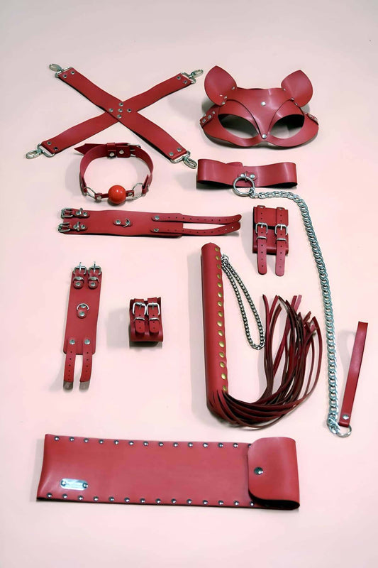 7 Piece Fantasy Whip Handcuff Set, Handcuff Set, Foot Handcuffs, Cat Mask