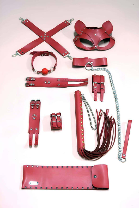 7 Piece Fantasy Whip Handcuff Set, Handcuff Set, Foot Handcuffs, Cat Mask