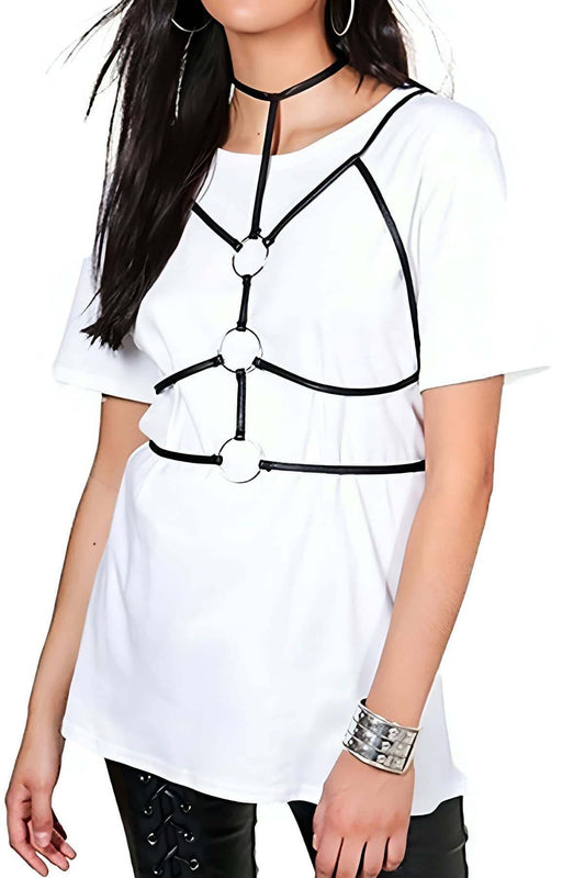 Stylish Leather Harness with Ring Detail