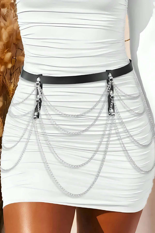 Stylish Leather Chain Waist Belt