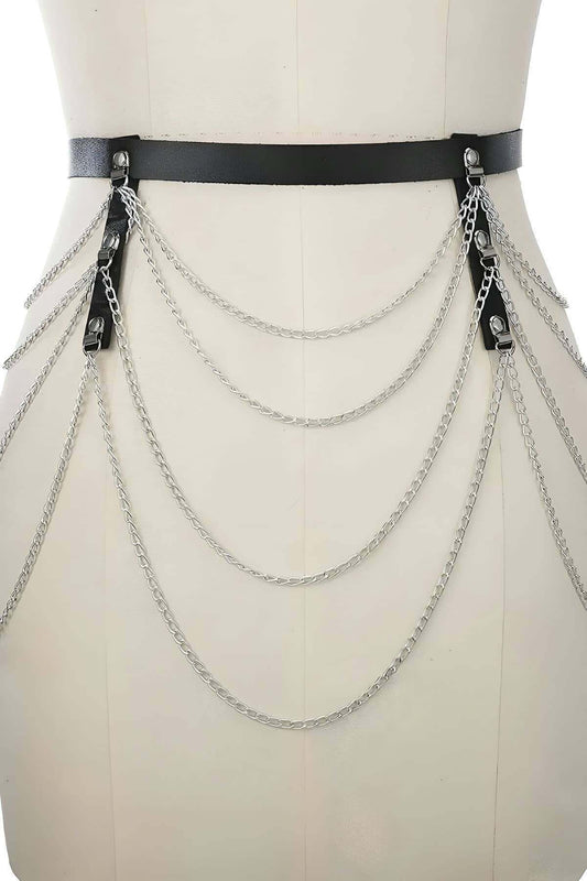 Stylish Leather Chain Waist Belt