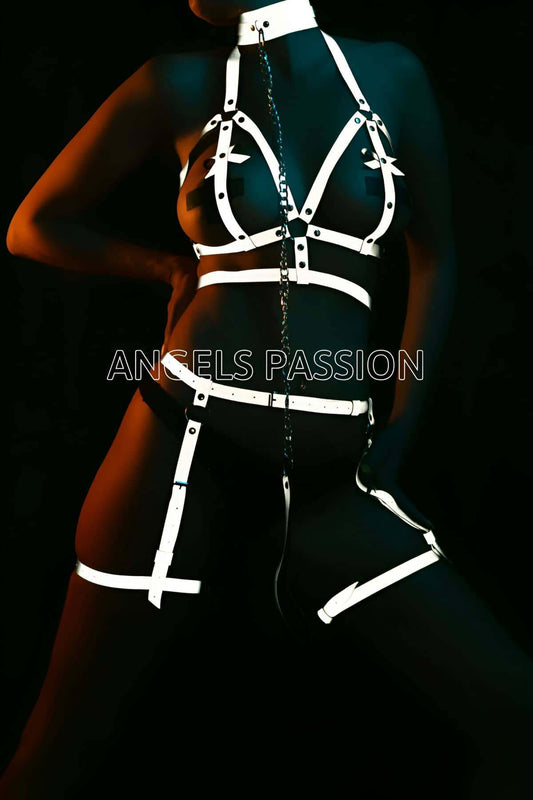 Sexy Glow in the Dark Reflective Garter Belt Set