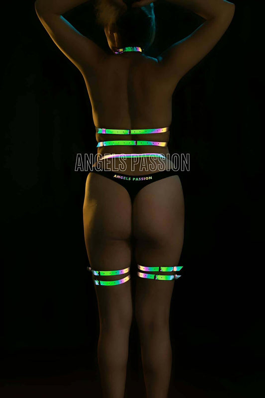 Garter Bustier Harness Set with Colorful Reflection in the Dark