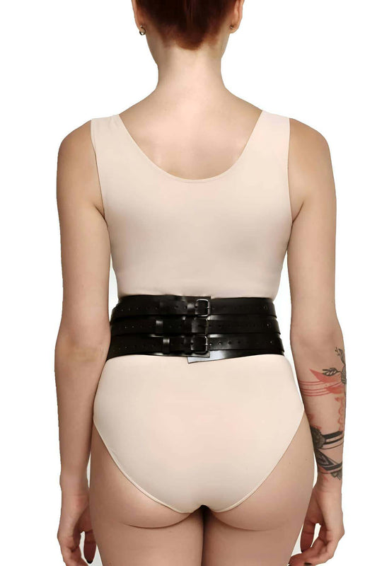 Stylish Leather Corset with Rivet Detail, Sexy Corset Harness