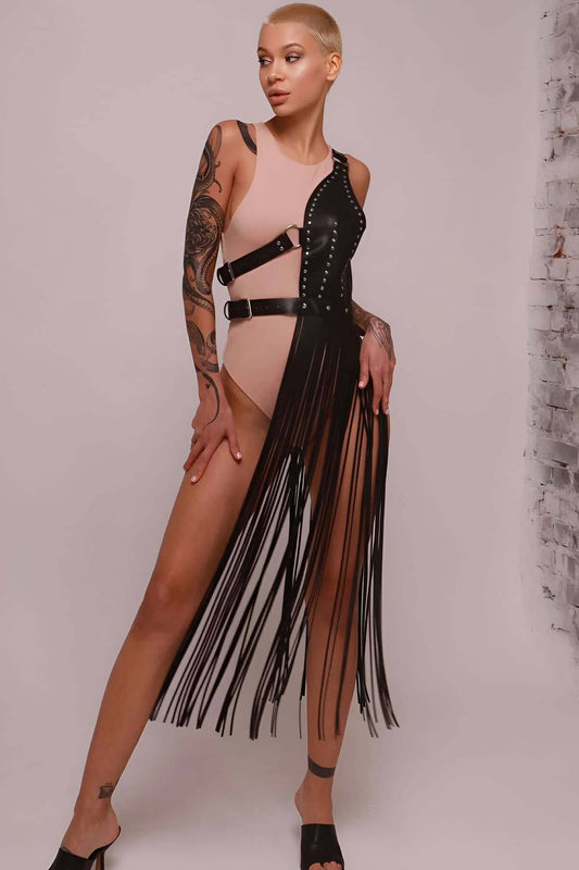 Tassel Leather Jacket Harness, Tassel Sexy Leather Harness