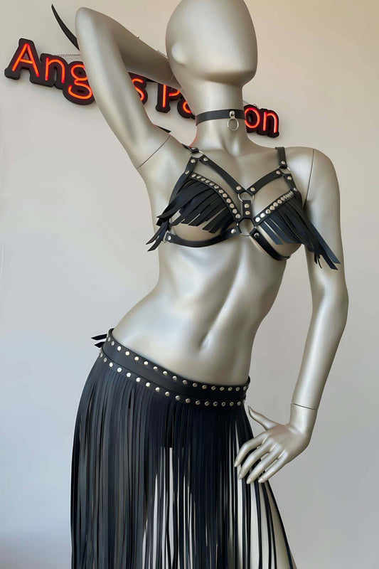 Tassel Skirt and Tassel Bra Harness Set