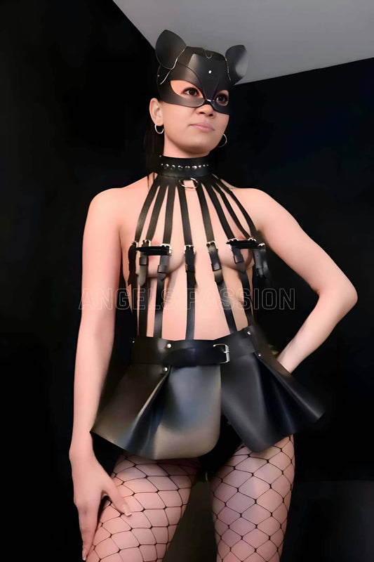 Bustier and Choker Look Stylish Skirt Harness