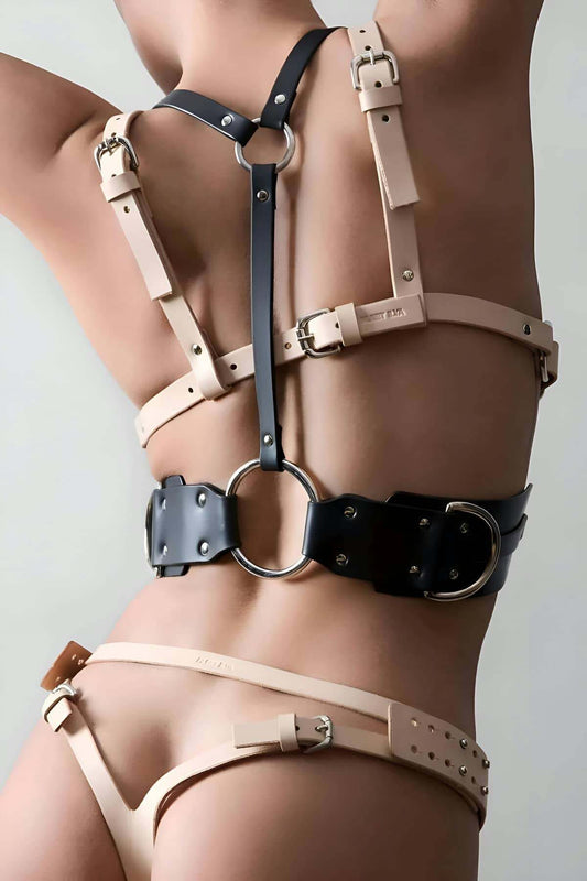 Shoulder Strap Leather Waist Harness, Suspender Waist Belt