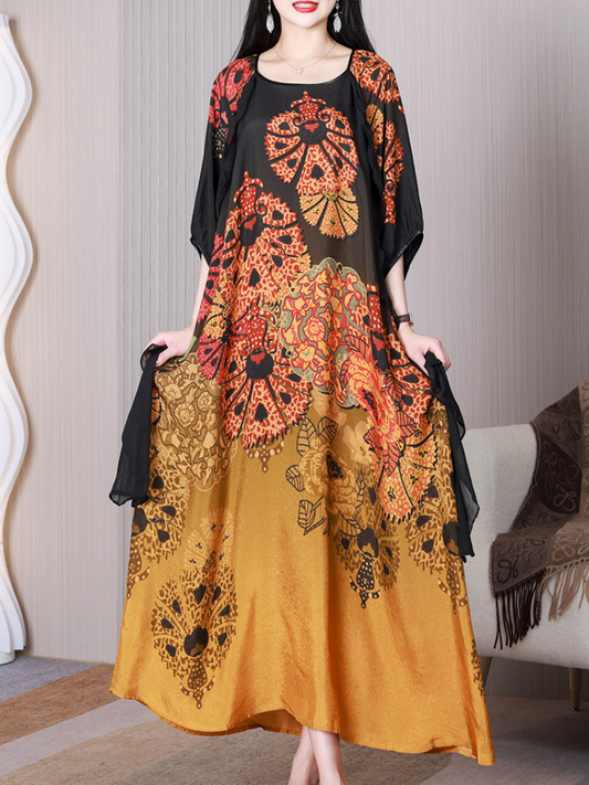 Look At The Stars Round Neck A-line Dress