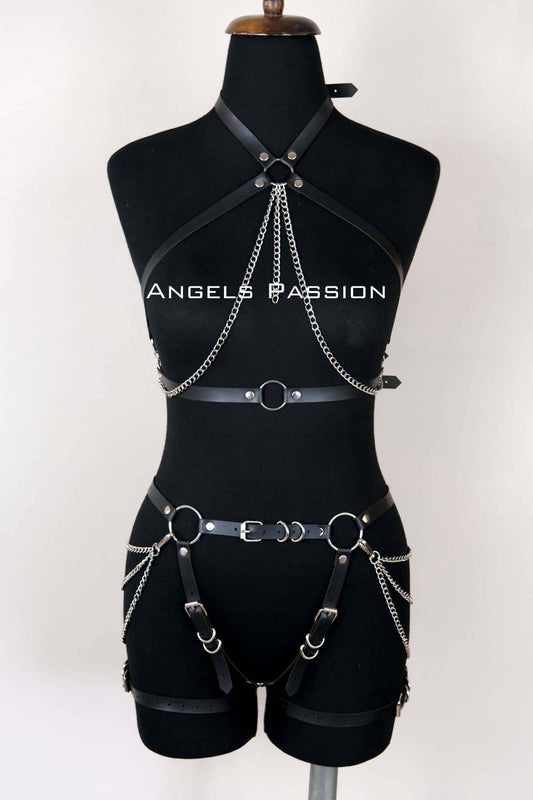 Leather Body Harness, Women's Leather Fantasy Clothing