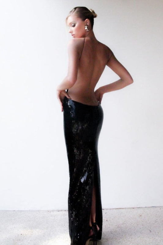 Darcy Backless Cutout Sequin Dress