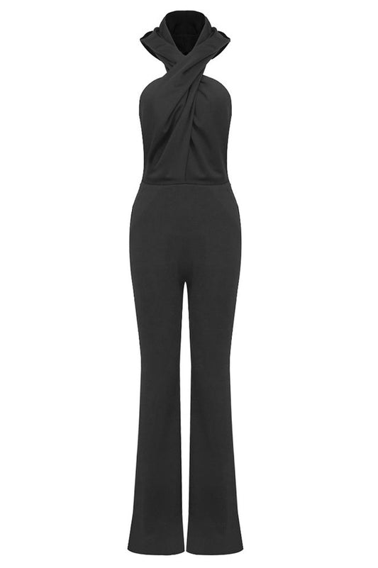 Backless Hooded Jumpsuit With Slip Pockets
