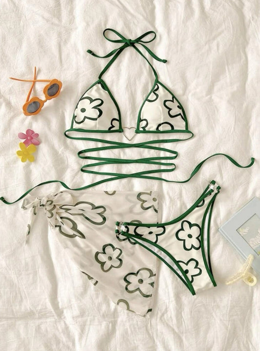 Luxe Triangle Bikini – Floral Dream – Aqua Luxe